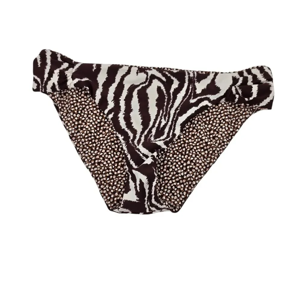 NWOT La Blanca Animal Print Reversible Fierce Lines Hipster Bikini Bottoms Sz 14